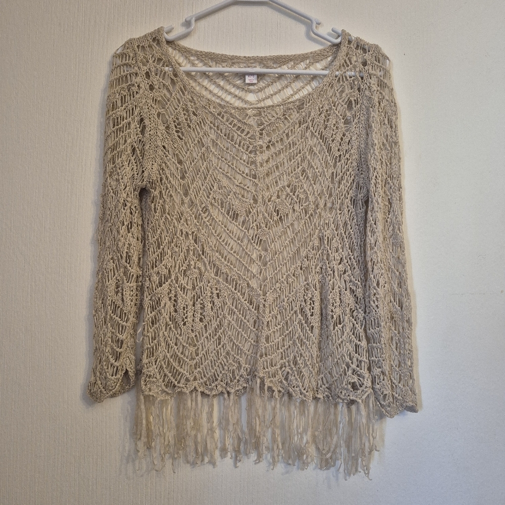 Xhilaration Beige Lace Crochet Macrame Beach Cover-up size XL Coastal